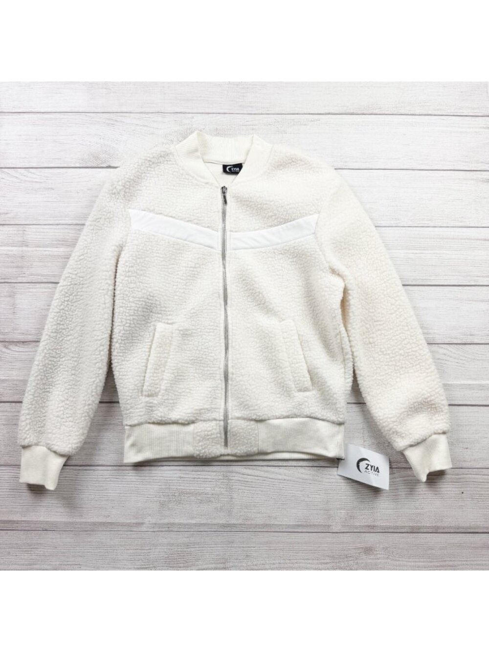 NWT Zyia Active White Flying V Fleece Jacket XS